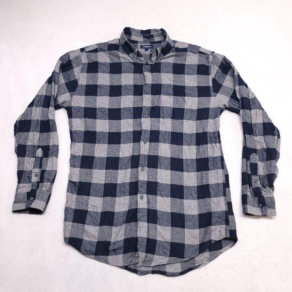 Croft & Barrow Buffalo Check Flannel Casual Button Up Shirt Mens Size M Blue - Picture 2 of 10